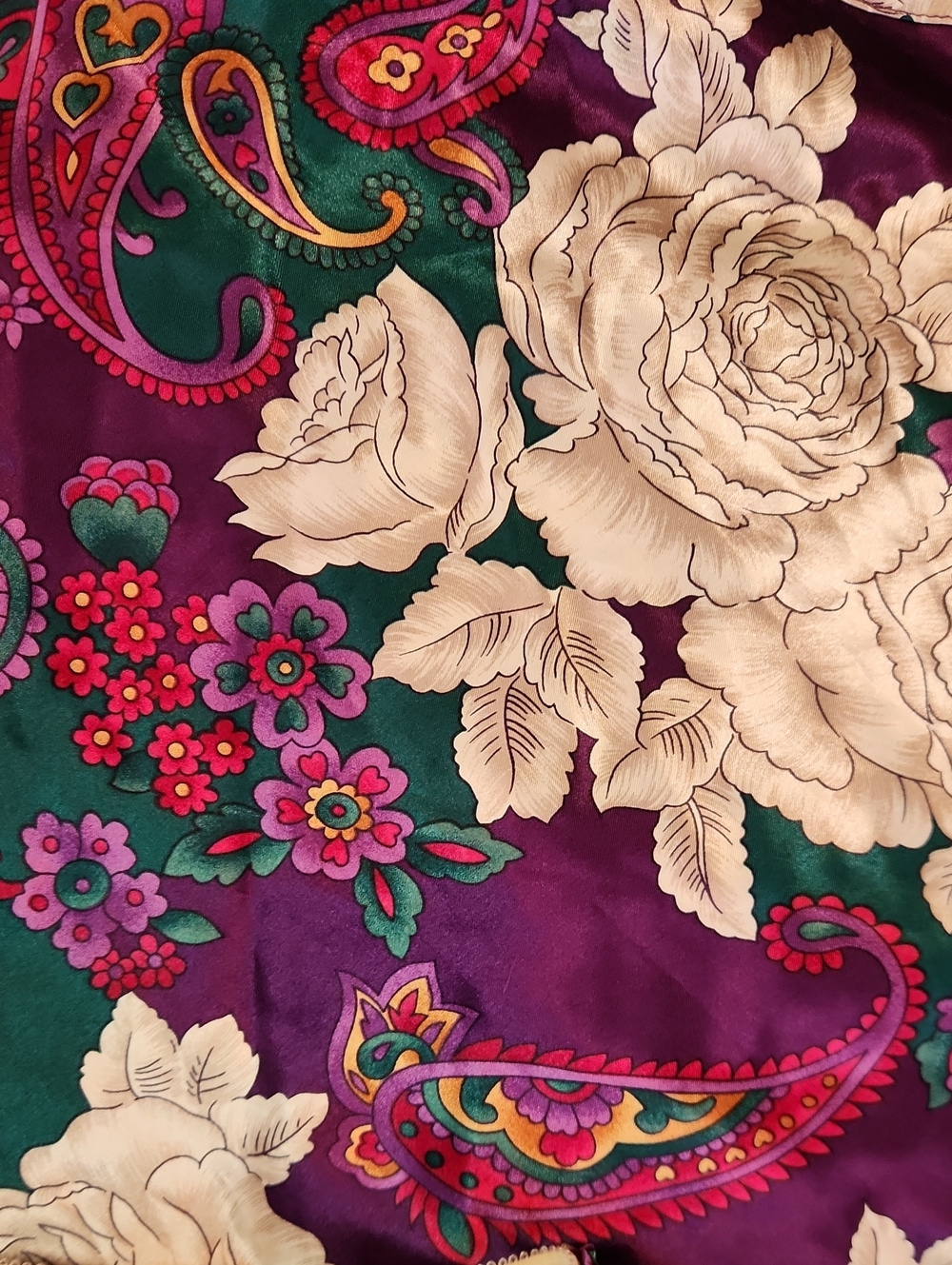 Vintage 90'S California Dynasty Dark Floral Satin 2 Piece Sleep Set - Picture 3 of 6